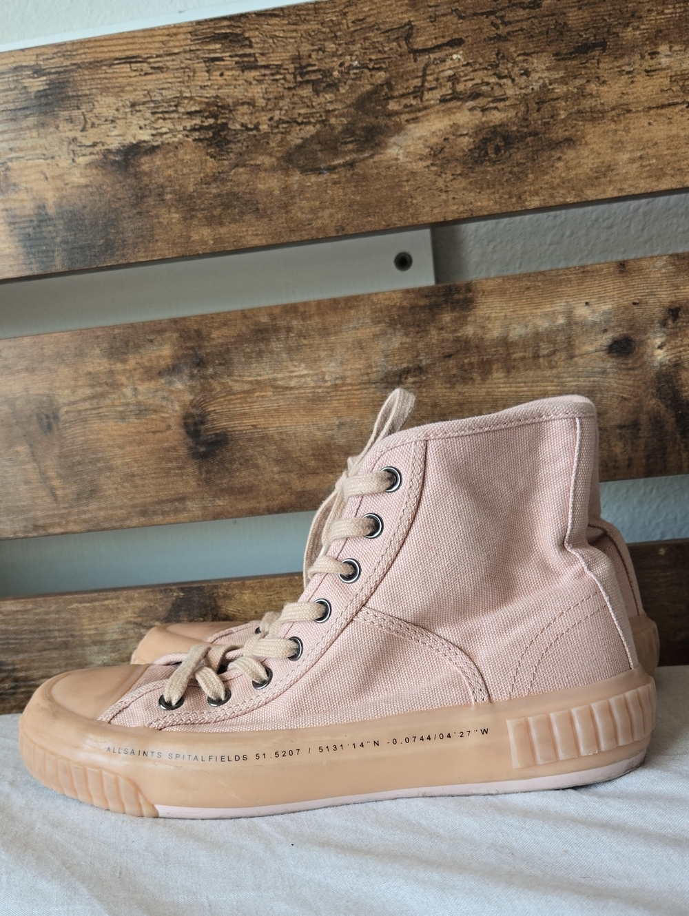 AllSaints Ghost Dana High-Top Sneakers in Pale Pink Size 8